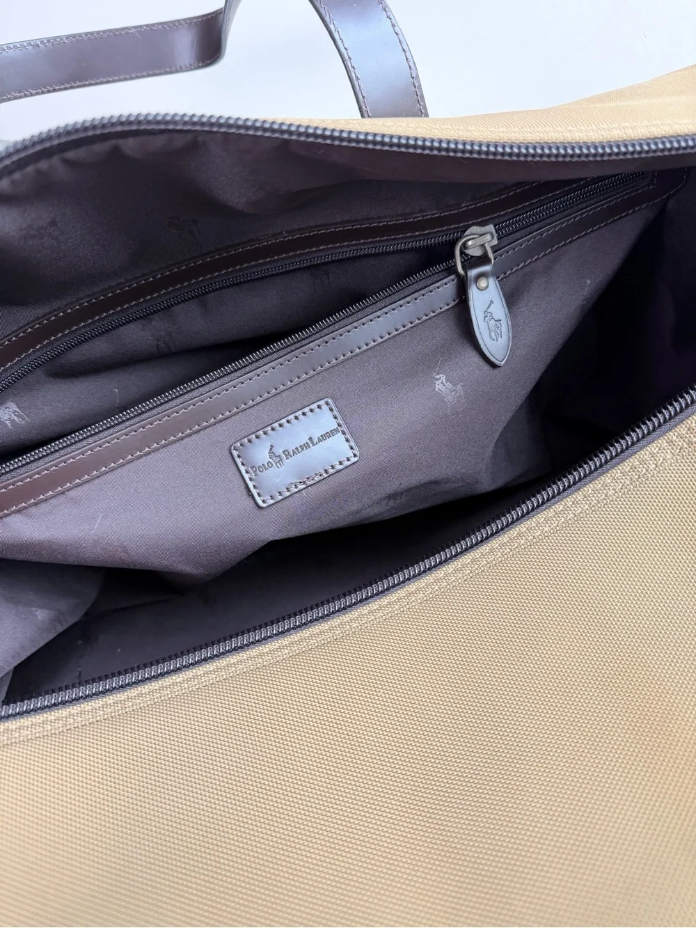 Vintage Polo Ralph Lauren Luggage Duffel Weekender Bag Tan